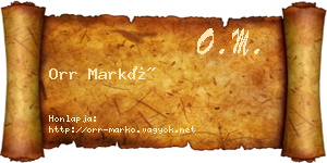 Orr Markó névjegykártya